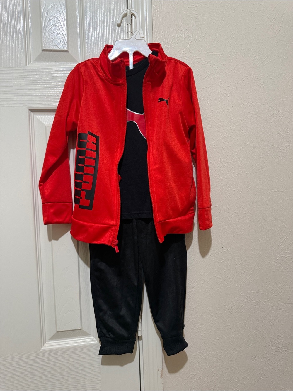 Puma Red & Black Kids Sweatpants Jogger Set